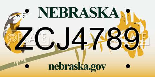 ZCJ4789 Nebraska License Plate