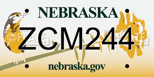 ZCM244 Nebraska License Plate