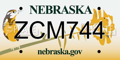 ZCM744 Nebraska License Plate