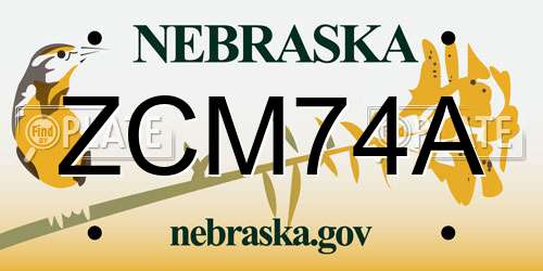 ZCM74A Nebraska License Plate