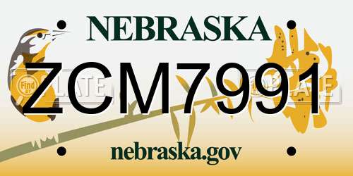 ZCM7991 Nebraska License Plate