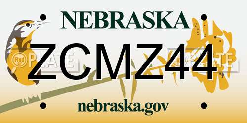 ZCMZ44 Nebraska License Plate
