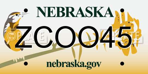 ZCOO45 Nebraska License Plate