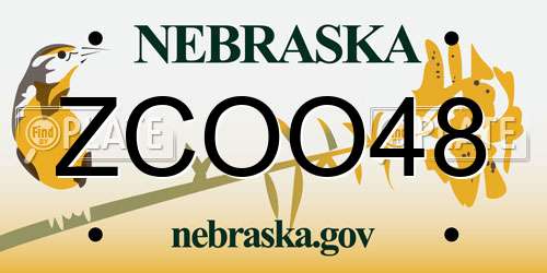 ZCOO48 Nebraska License Plate