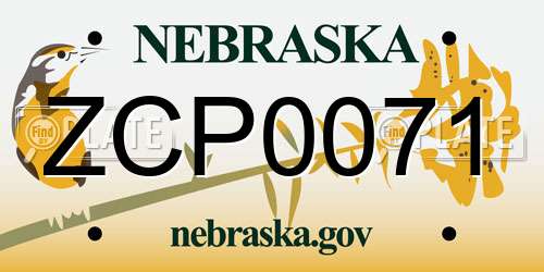 ZCP0071 Nebraska License Plate