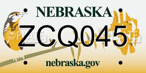 ZCQ045 Nebraska License Plate