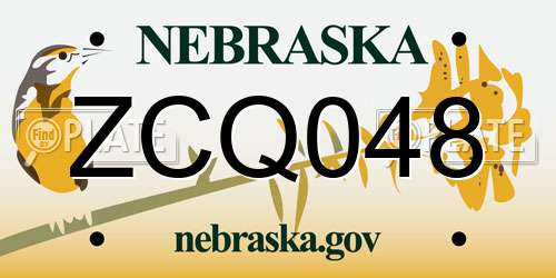 ZCQ048 Nebraska License Plate