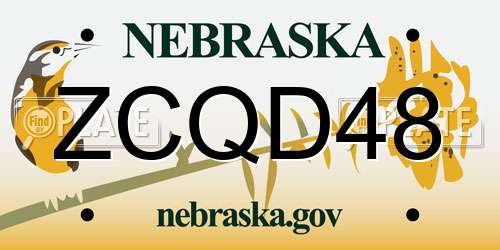 ZCQD48 Nebraska License Plate