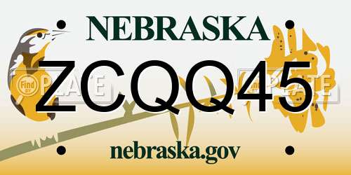 ZCQQ45 Nebraska License Plate
