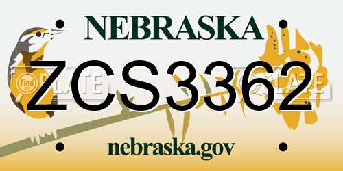 ZCS3362 Nebraska License Plate