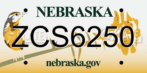 ZCS6250 Nebraska License Plate