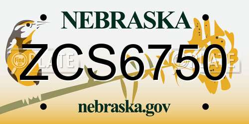ZCS6750 Nebraska License Plate