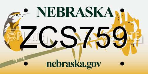 ZCS759 Nebraska License Plate