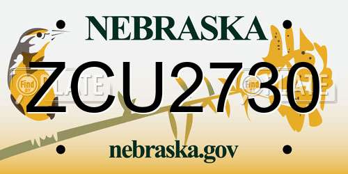 ZCU2730 Nebraska License Plate