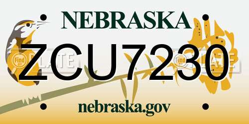 ZCU7230 Nebraska License Plate