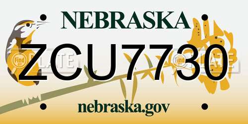 ZCU7730 Nebraska License Plate