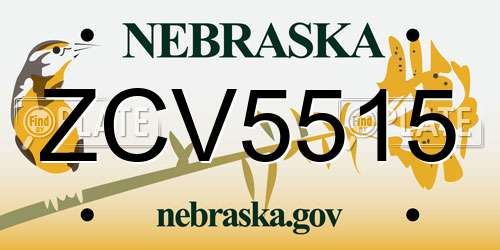 ZCV5515 Nebraska License Plate