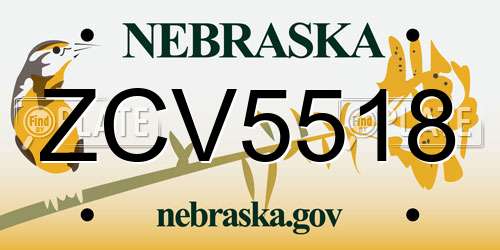 ZCV5518 Nebraska License Plate