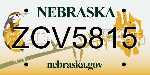 ZCV5815 Nebraska License Plate