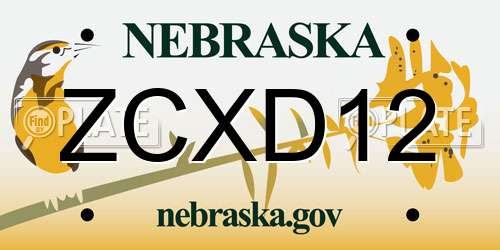 ZCXD12 Nebraska License Plate
