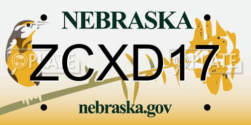 ZCXD17 Nebraska License Plate