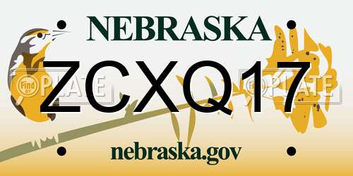 ZCXQ17 Nebraska License Plate