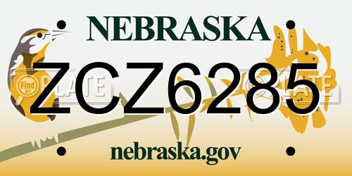 ZCZ6285 Nebraska License Plate