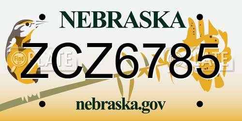 ZCZ6785 Nebraska License Plate