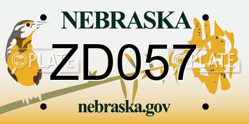 ZD057 Nebraska License Plate