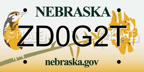 ZD0G2T Nebraska License Plate