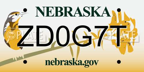 ZD0G7T Nebraska License Plate
