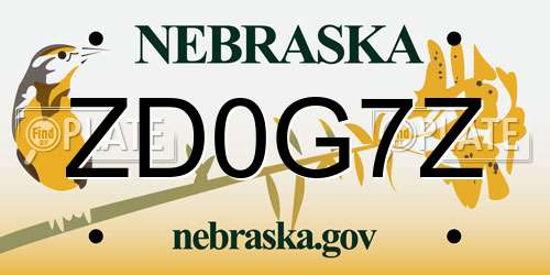 ZD0G7Z Nebraska License Plate