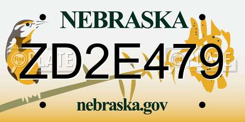 ZD2E479 Nebraska License Plate