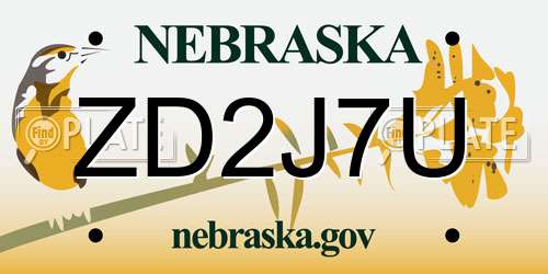 ZD2J7U Nebraska License Plate