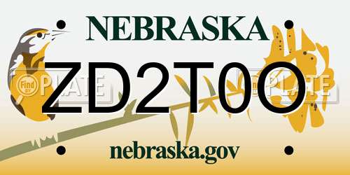 ZD2T0O Nebraska License Plate