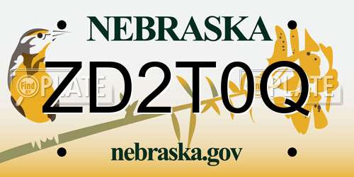 ZD2T0Q Nebraska License Plate