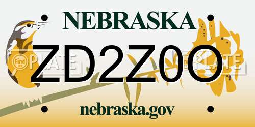 ZD2Z0O Nebraska License Plate