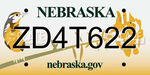 ZD4T622 Nebraska License Plate