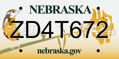 ZD4T672 Nebraska License Plate