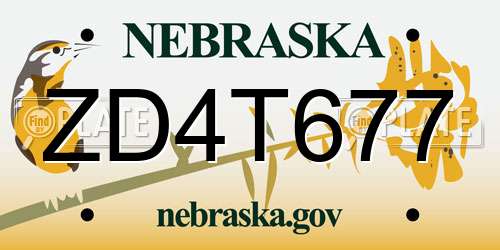 ZD4T677 Nebraska License Plate
