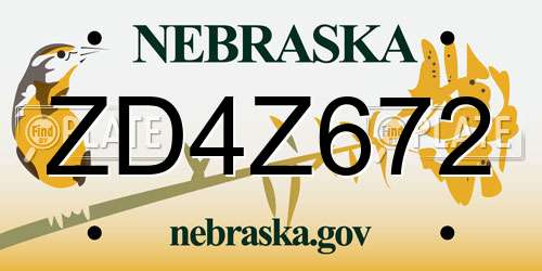ZD4Z672 Nebraska License Plate