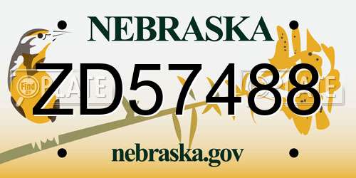 ZD57488 Nebraska License Plate