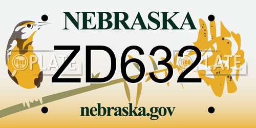 ZD632 Nebraska License Plate