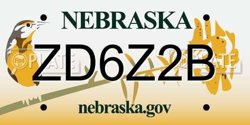 ZD6Z2B Nebraska License Plate