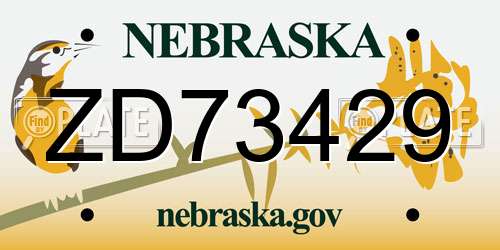 ZD73429 Nebraska License Plate