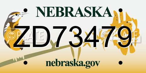 ZD73479 Nebraska License Plate