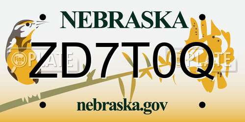 ZD7T0Q Nebraska License Plate