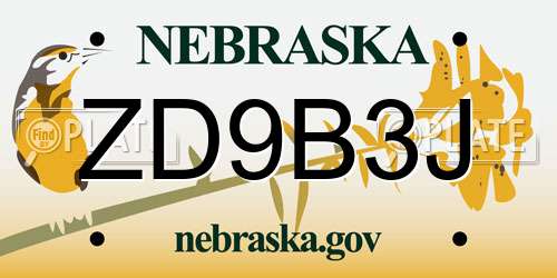 ZD9B3J Nebraska License Plate