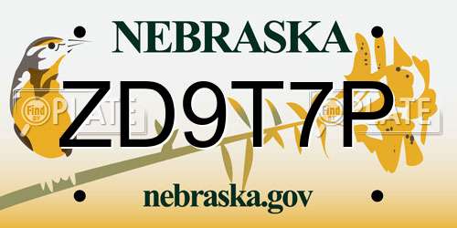 ZD9T7P Nebraska License Plate