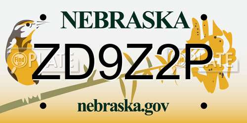ZD9Z2P Nebraska License Plate